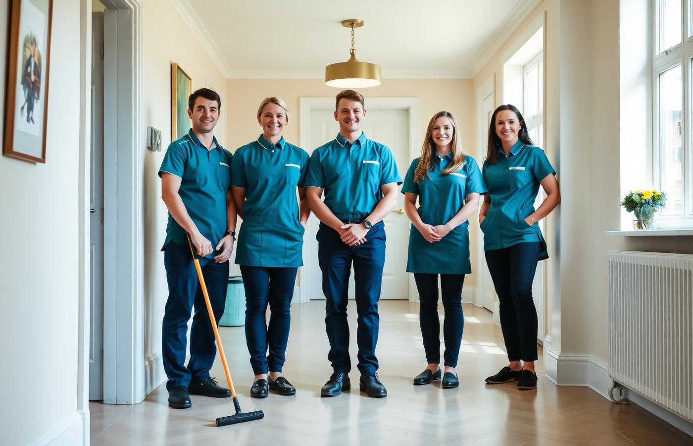 MILNAX cleaning team in uniform inside a bright modern home