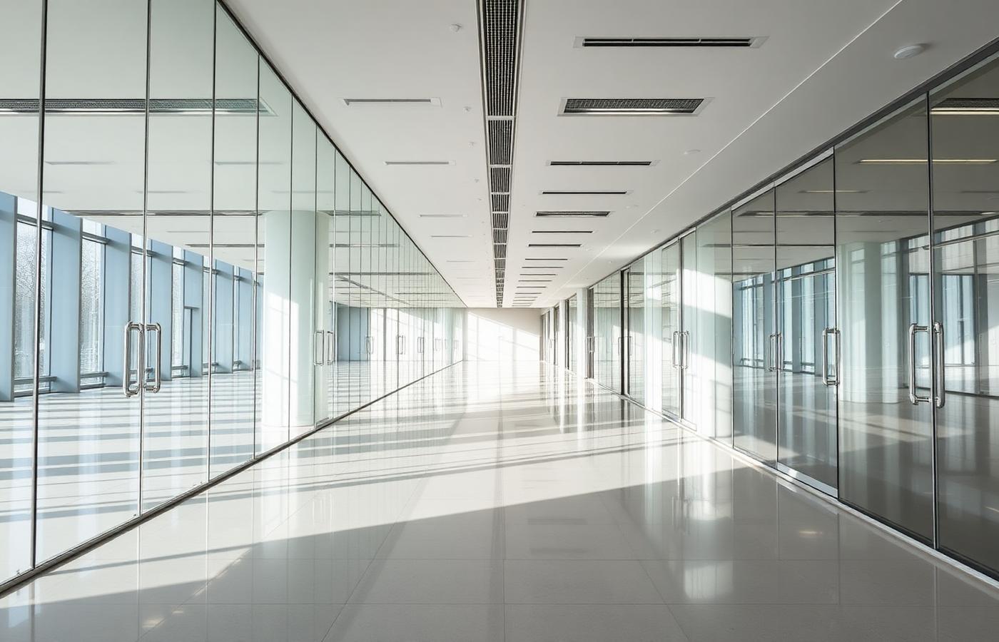 Clean modern commercial office corridor